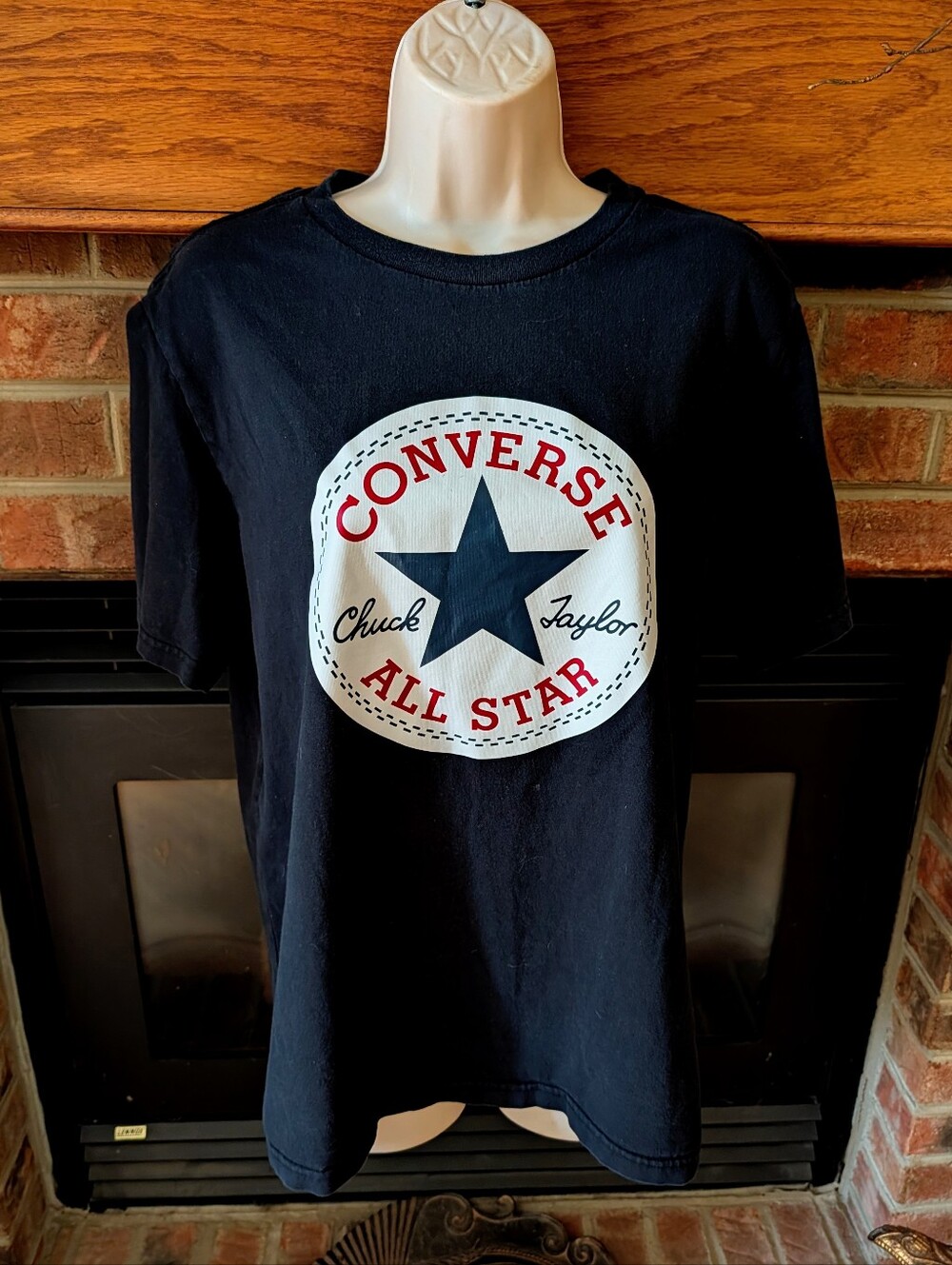 Converse Black Tee with White/Red/Black Logo Size Medium